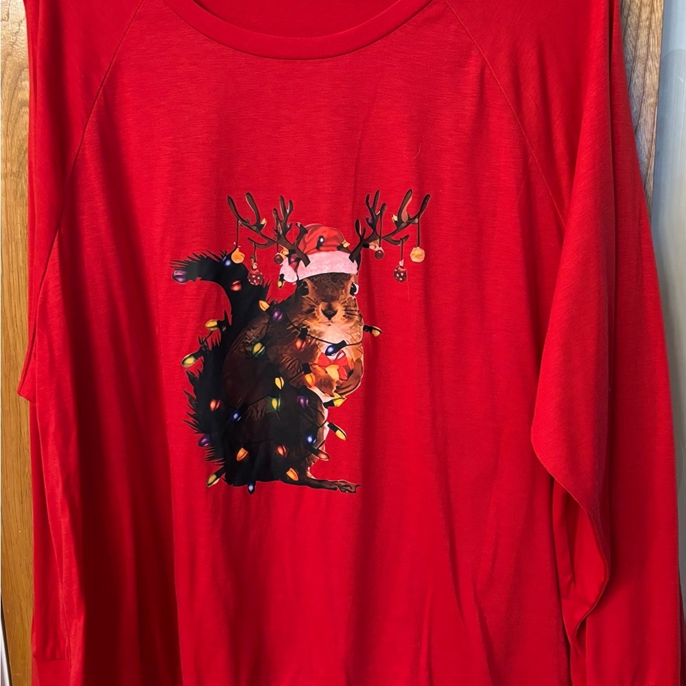 Festive Red Squirrel Holiday Sweater